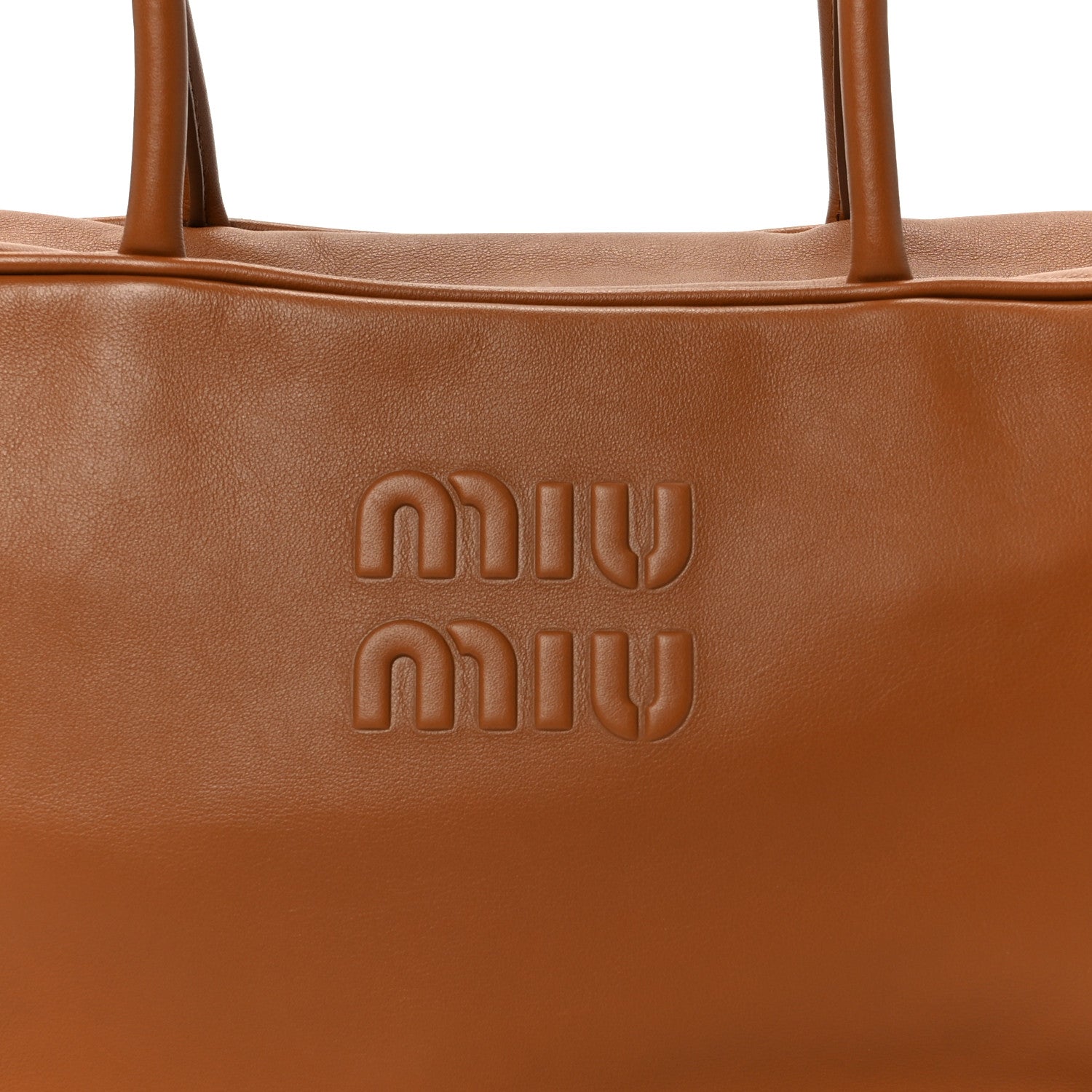 Miu Miu Soft Calf Softy Large Beau Top Handle Bag Cognac 1822152