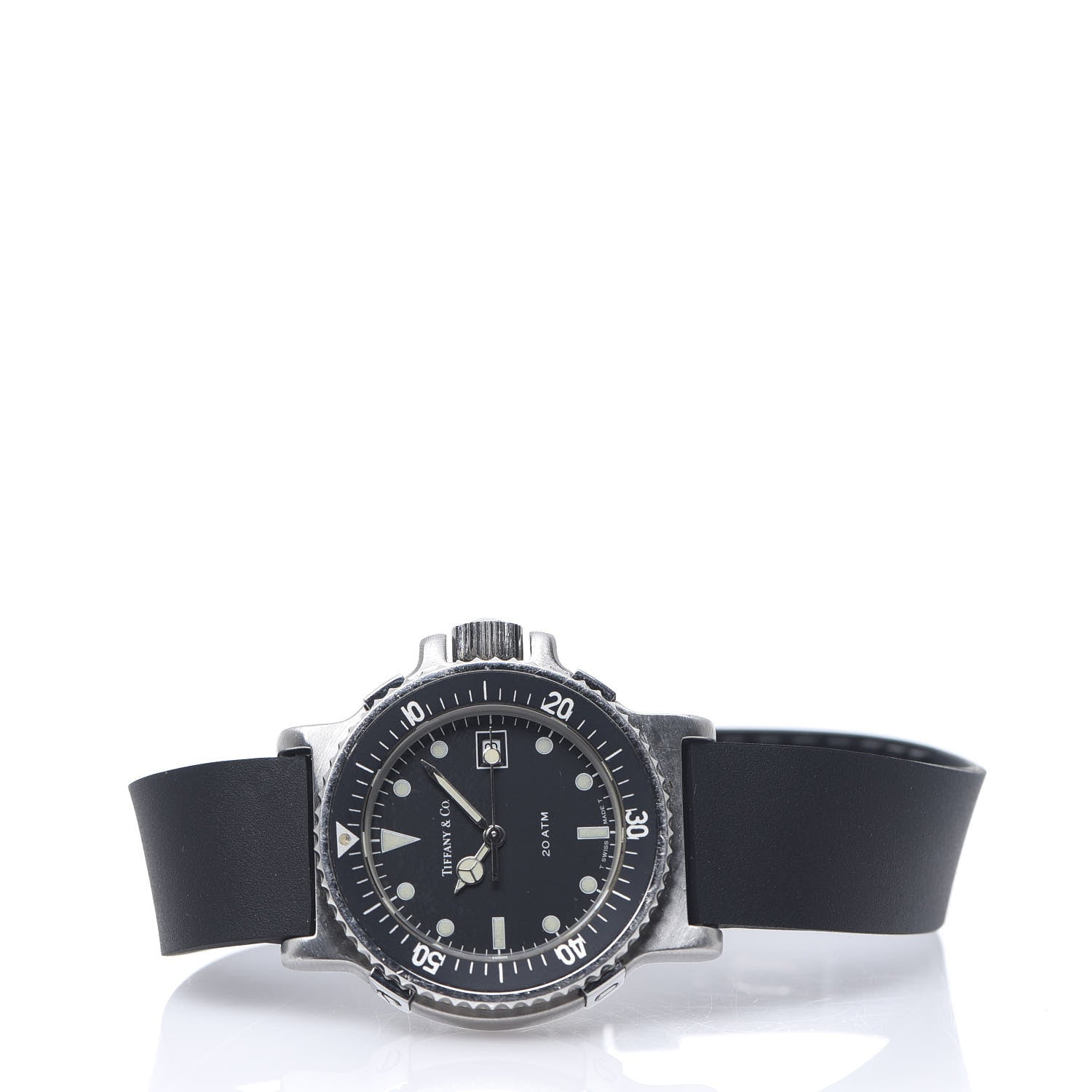 Tiffany Stainless Steel Rubber 30mm Diver Quartz Watch Black 2 of 7
