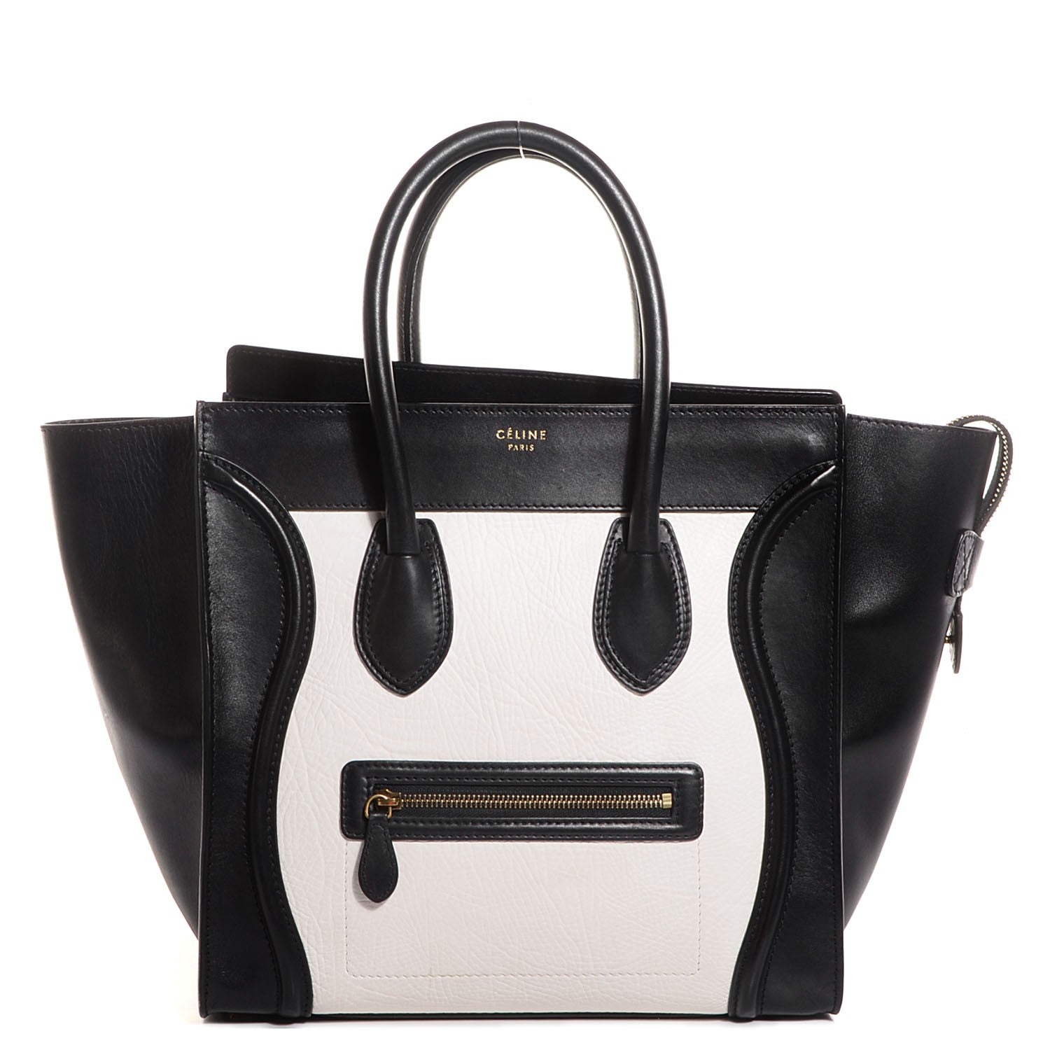Celine Smooth Calfskin Shrunken Lambskin Mini Bi-Color Luggage Black White 1 of 9