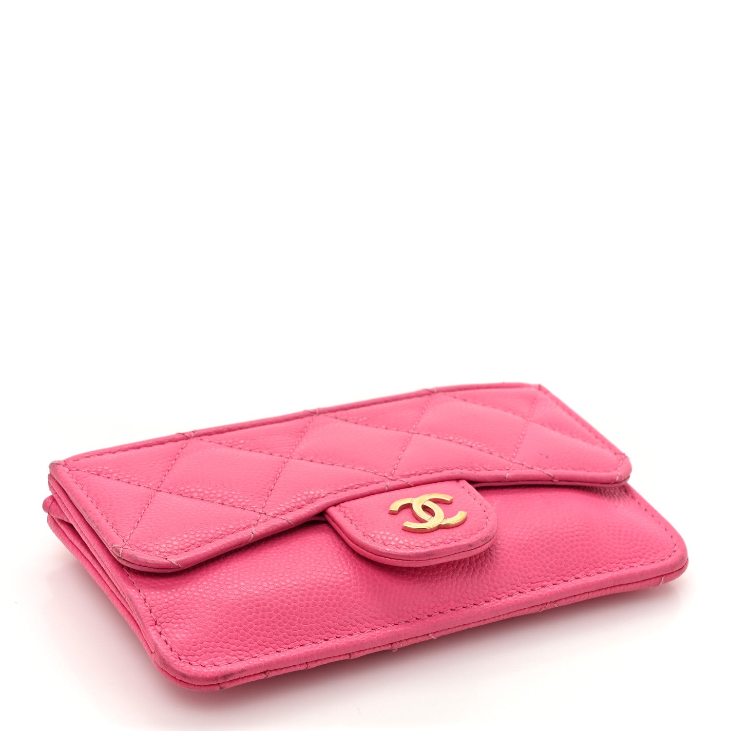 Chanel Caviar Quilted Flap Zip Card Holder Dark Pink 5 of 14