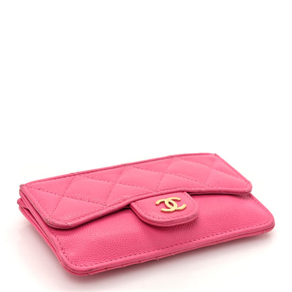 Chanel Caviar Quilted Flap Zip Card Holder Dark Pink 5 of 14