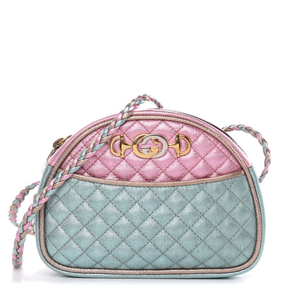 Gucci Laminated Nappa Trapuntata Mini Zumi Dome Shoulder Bag Rosa Lago Rame 1 of 9