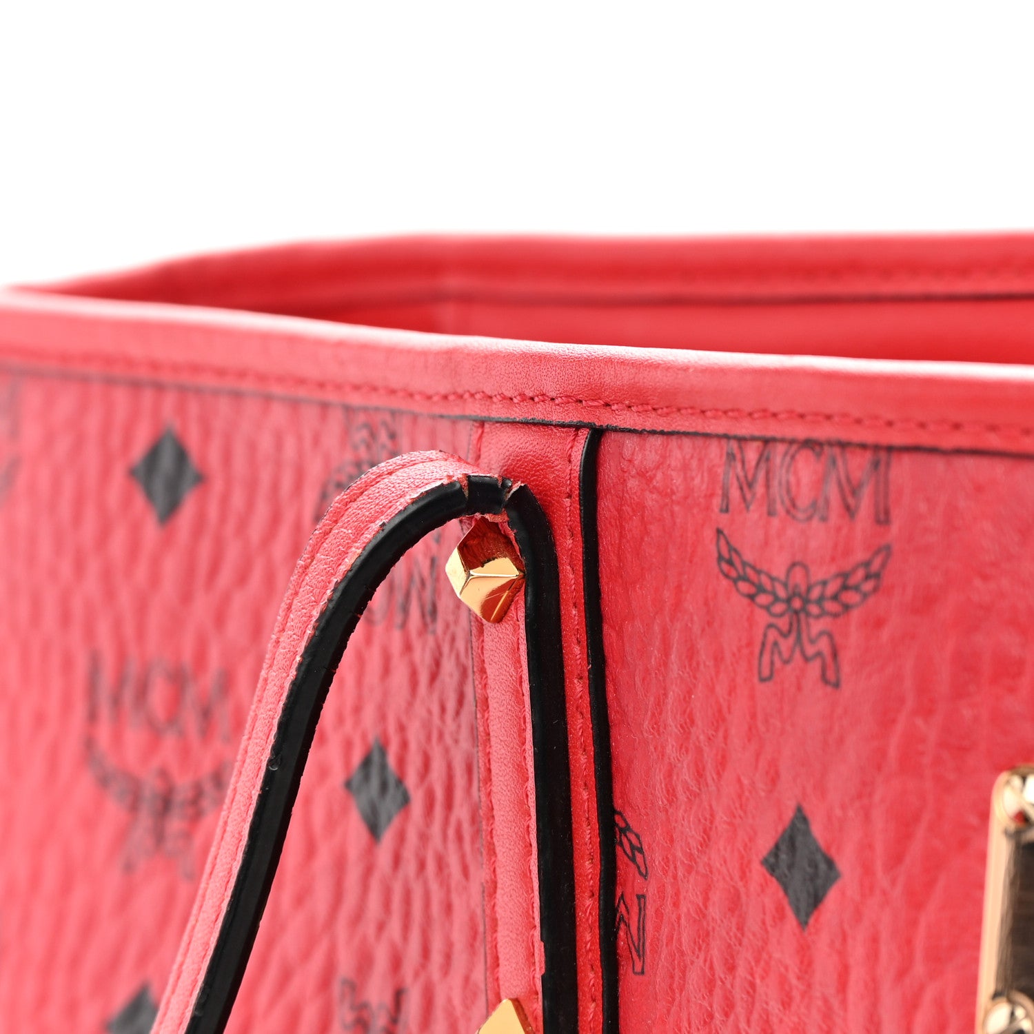 MCM Visetos Medium Anya Shopper Tote Ruby Red 23 of 26