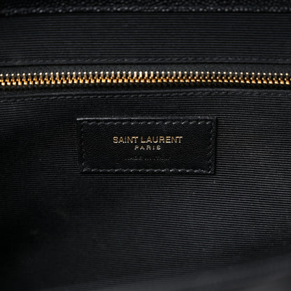 Saint Laurent Grain De Poudre Matelasse Chevron Large Monogram Satchel Black 7 of 11