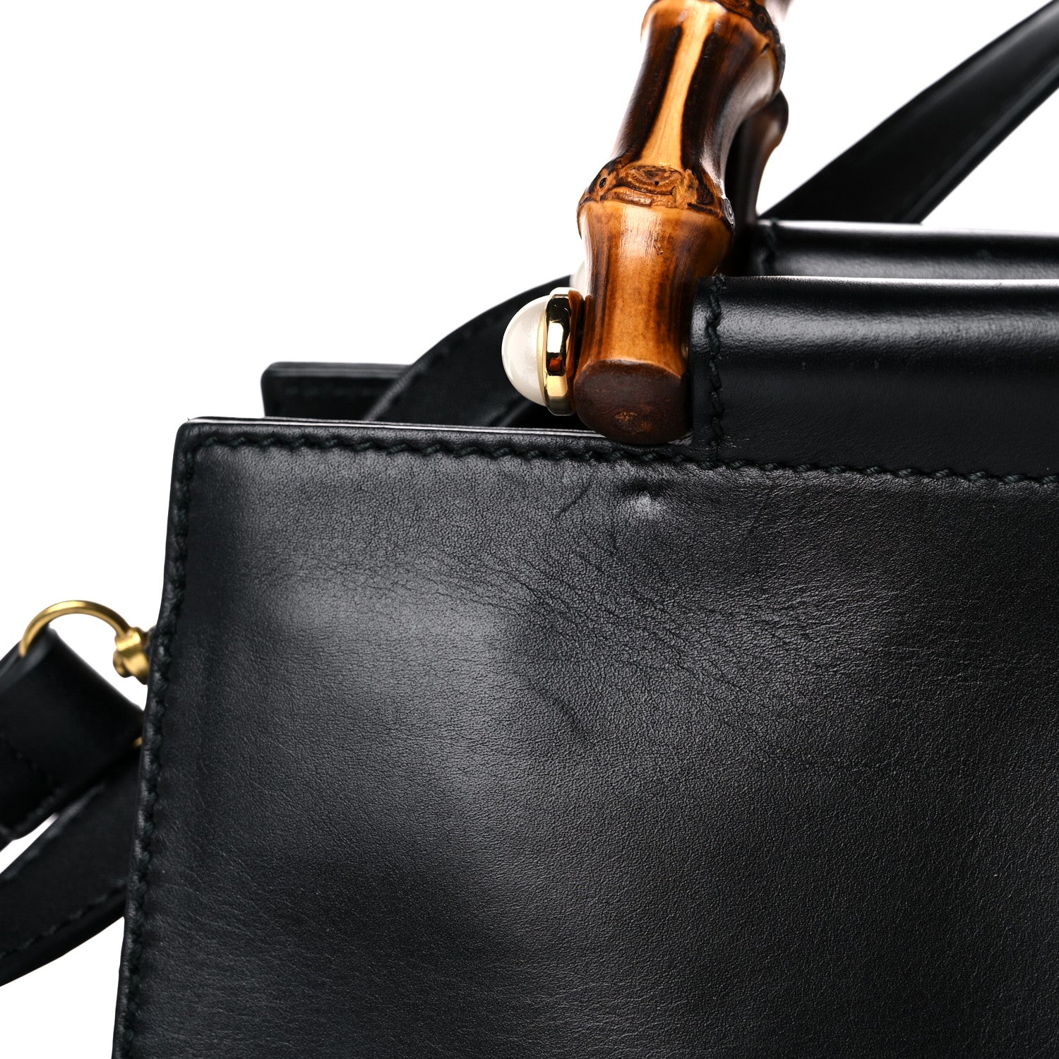 Gucci Nappa Bamboo Small Nymphaea Top Handle Bag Black 16 of 20