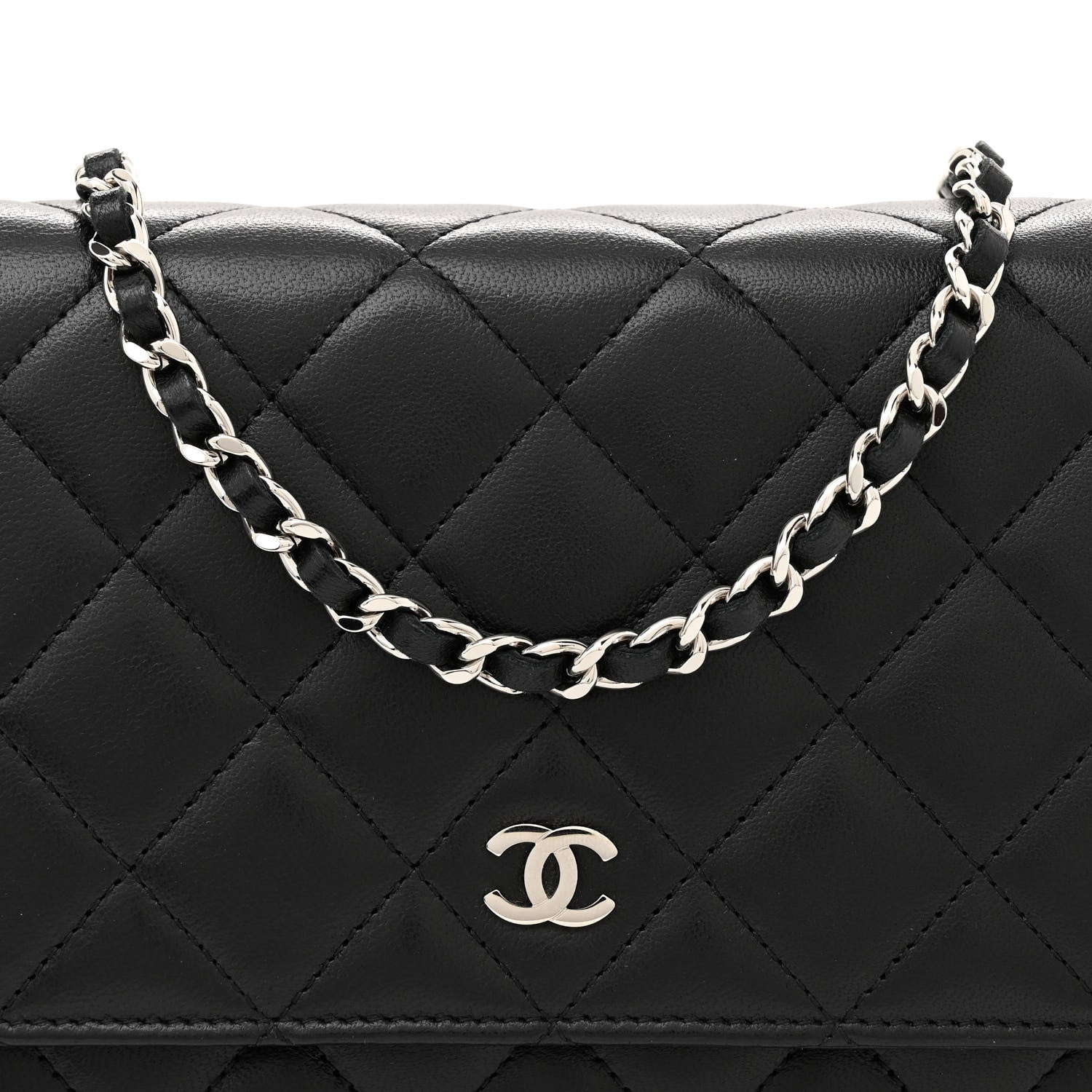 Chanel Lambskin Quilted Wallet On Chain WOC Black 8 of 11