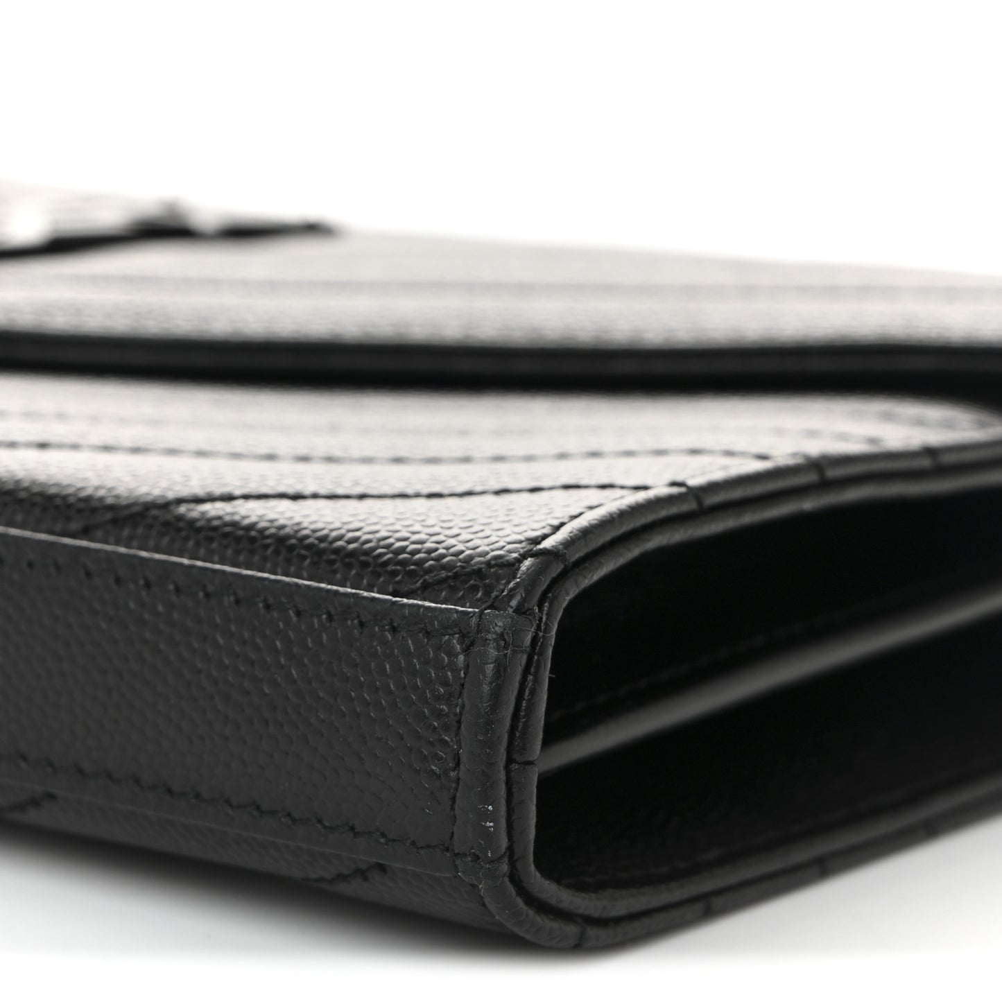 Grain De Poudre Matelasse Chevron Monogram Monochrome Chain Wallet Black