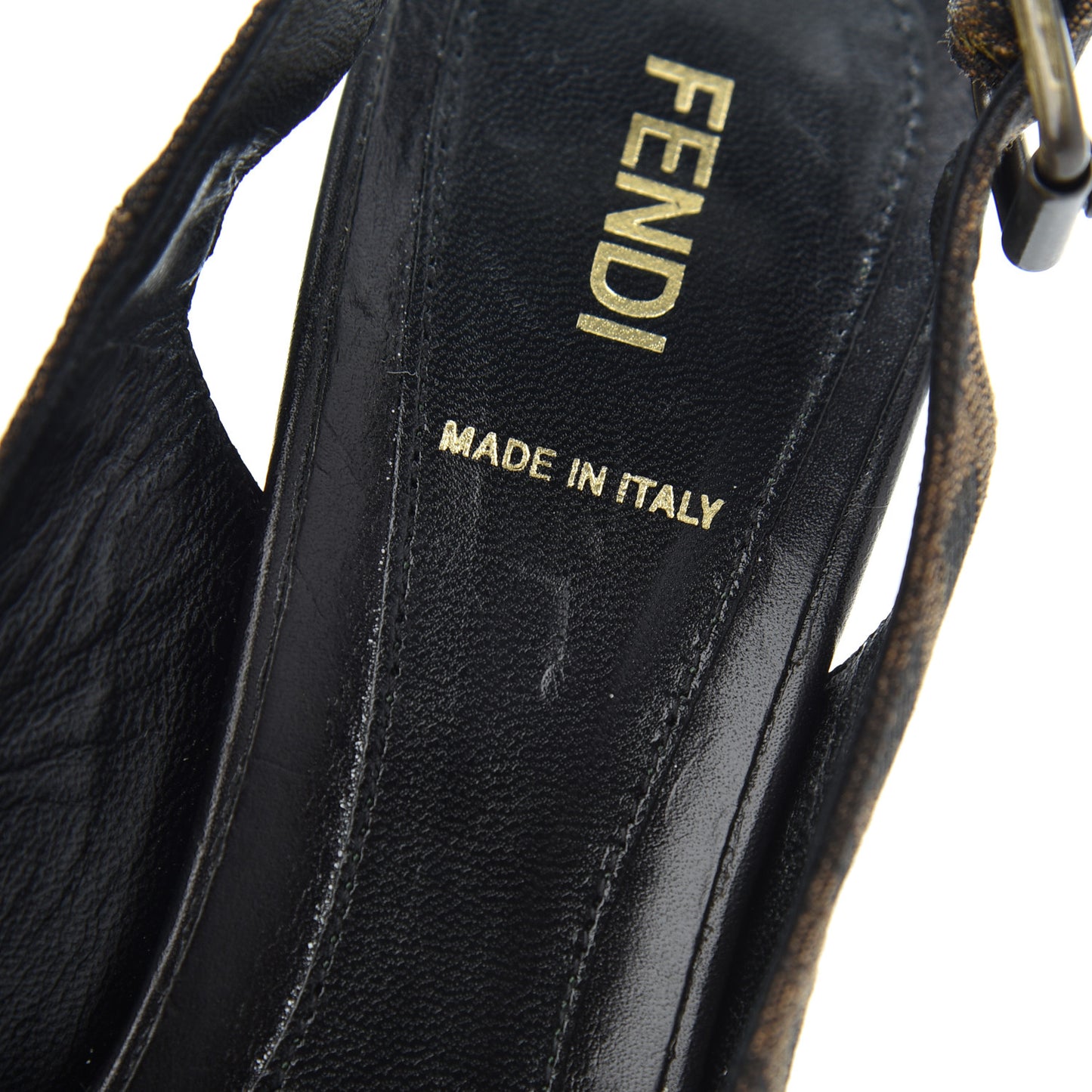 Jacquard Calfskin FF Open Toe Platform Slingback Pumps 38.5 Tobacco