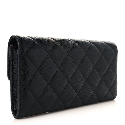 Chanel Caviar Quilted Large Gusset Flap Wallet Black 3 of 9