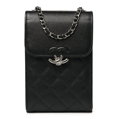 Chanel Grained Calfskin Quilted CC Box Clutch With Chain  Black 1 of 10