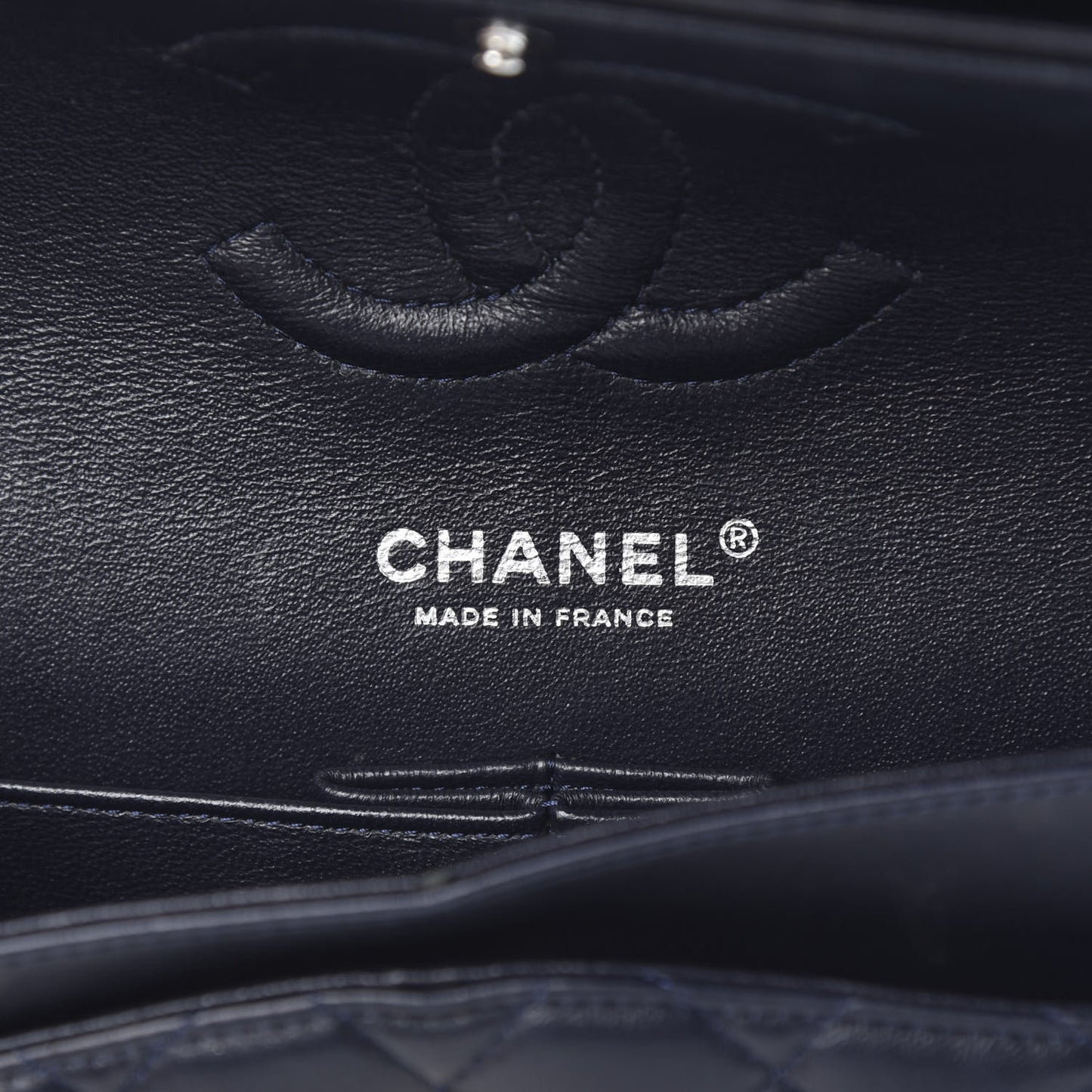 Lambskin Quilted Medium Double Flap Navy