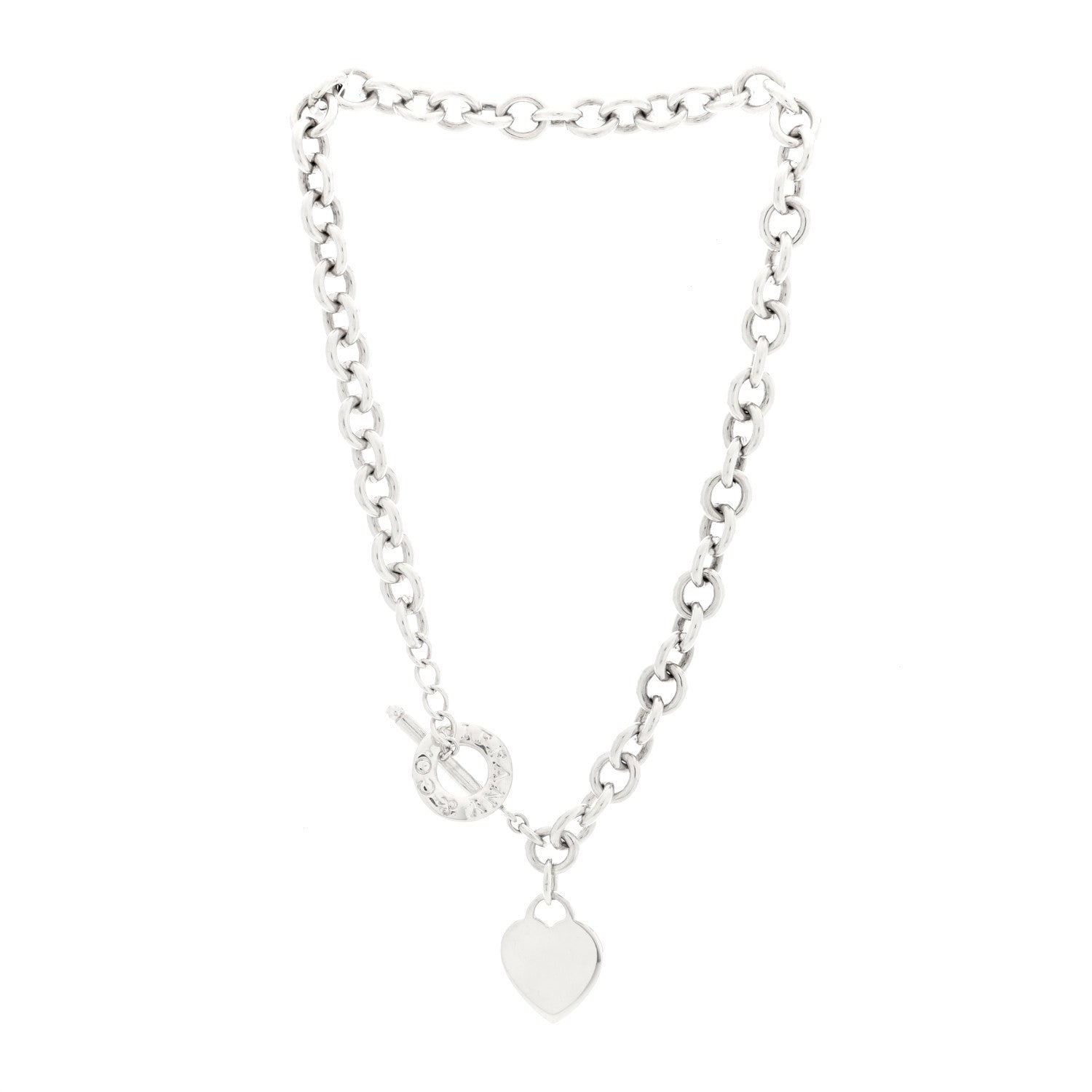 Tiffany Sterling Silver Heart Tag Toggle Necklace 3 of 5