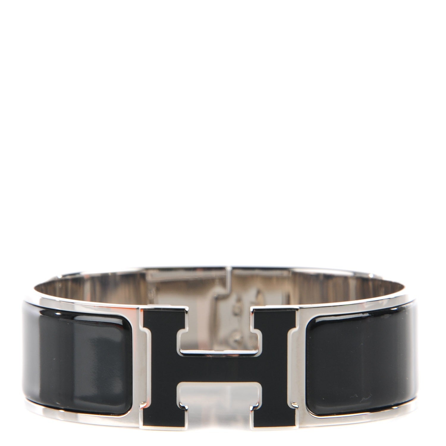 Hermes Enamel Wide Clic Clac H Bracelet GM Black 1 of 6