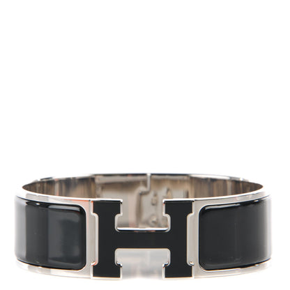 Hermes Enamel Wide Clic Clac H Bracelet GM Black 1 of 6