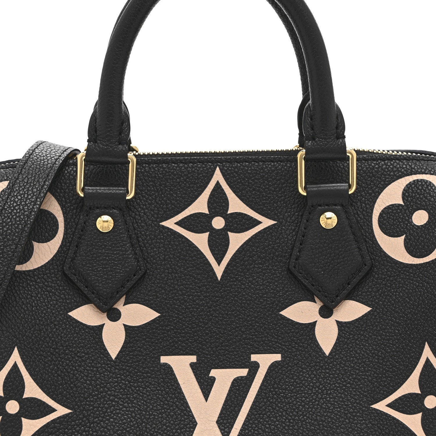 Louis Vuitton Empreinte Monogram Giant Speedy Bandouliere 25 Black Beige 7 of 9