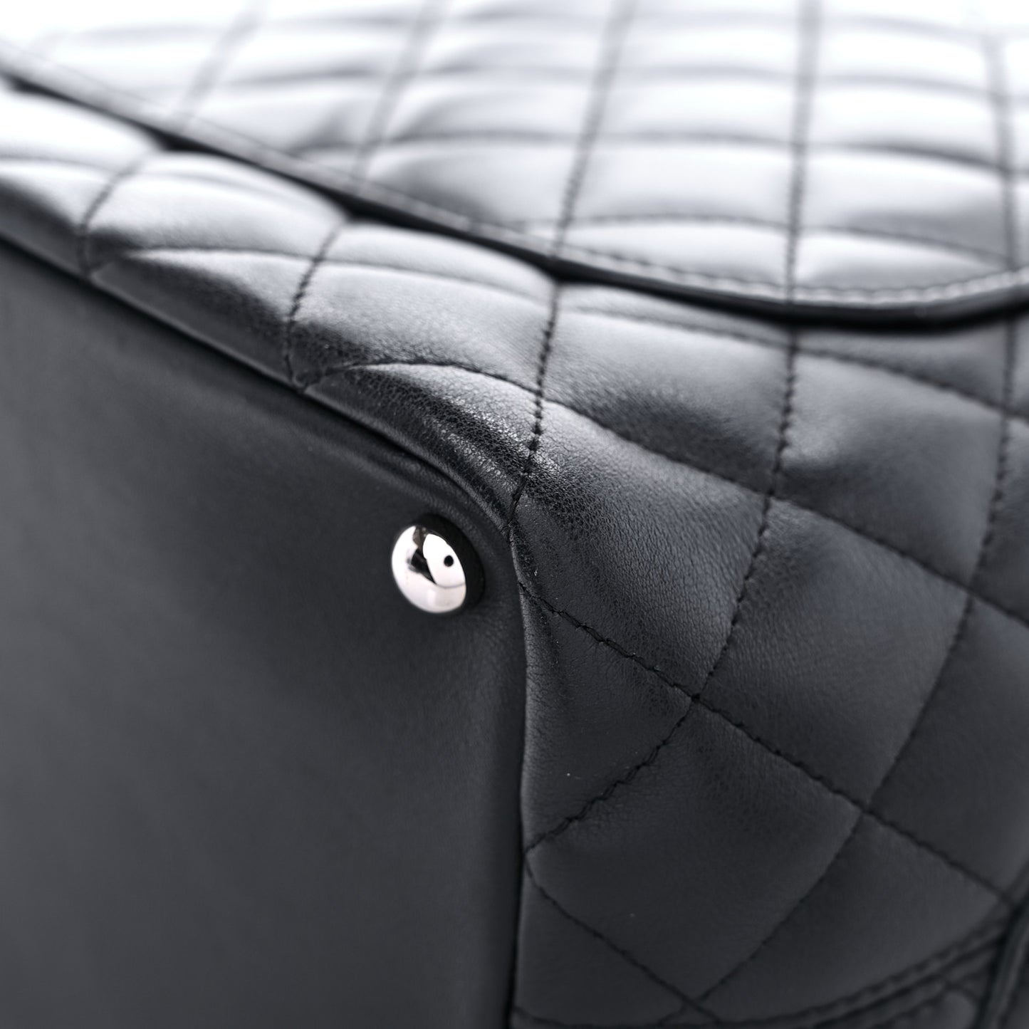 Calfskin Quilted Medium Cambon Tote Black