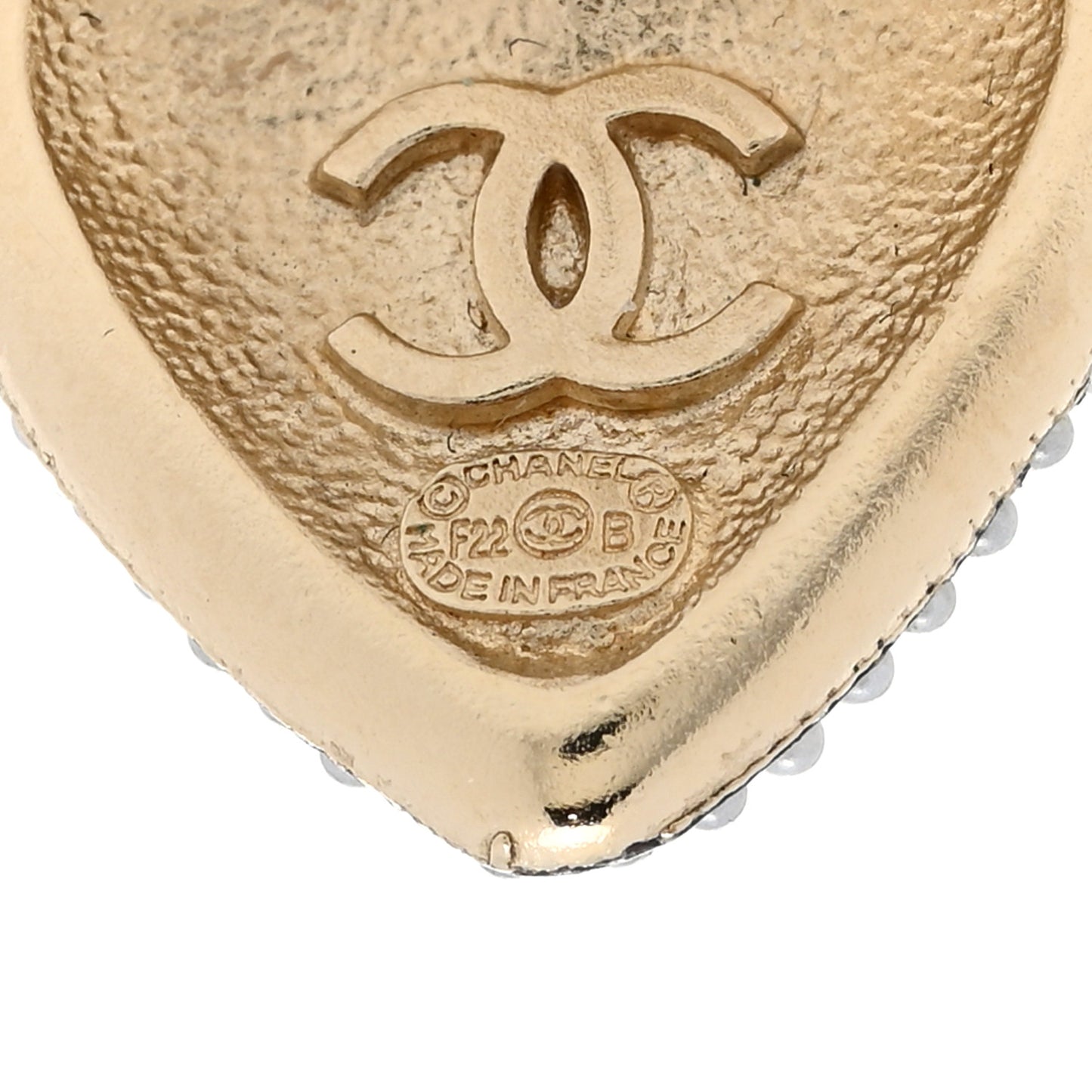 Pearl Crystal CC Heart Earrings Gold Black