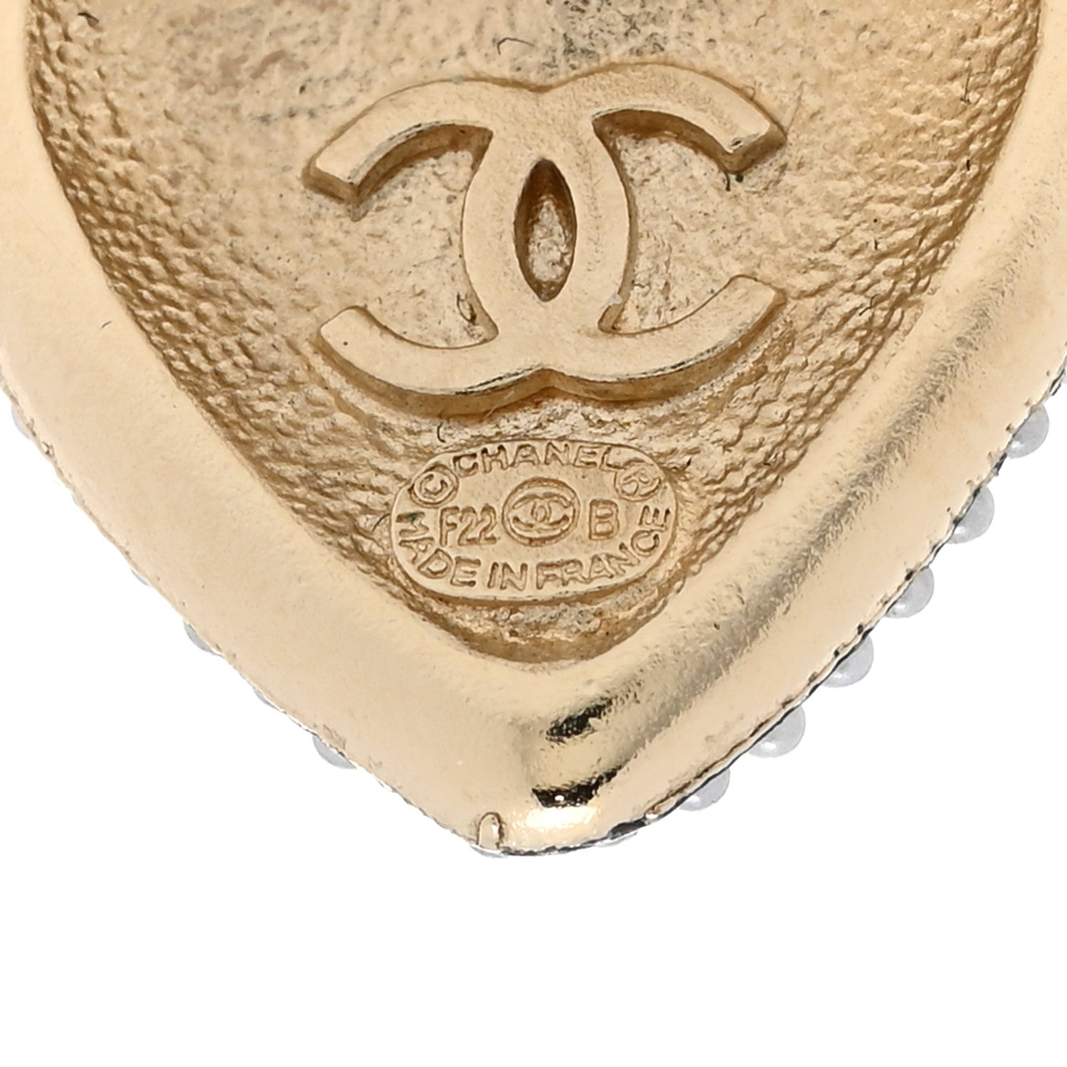 Chanel Pearl Crystal CC Heart Earrings Gold Black 4 of 6