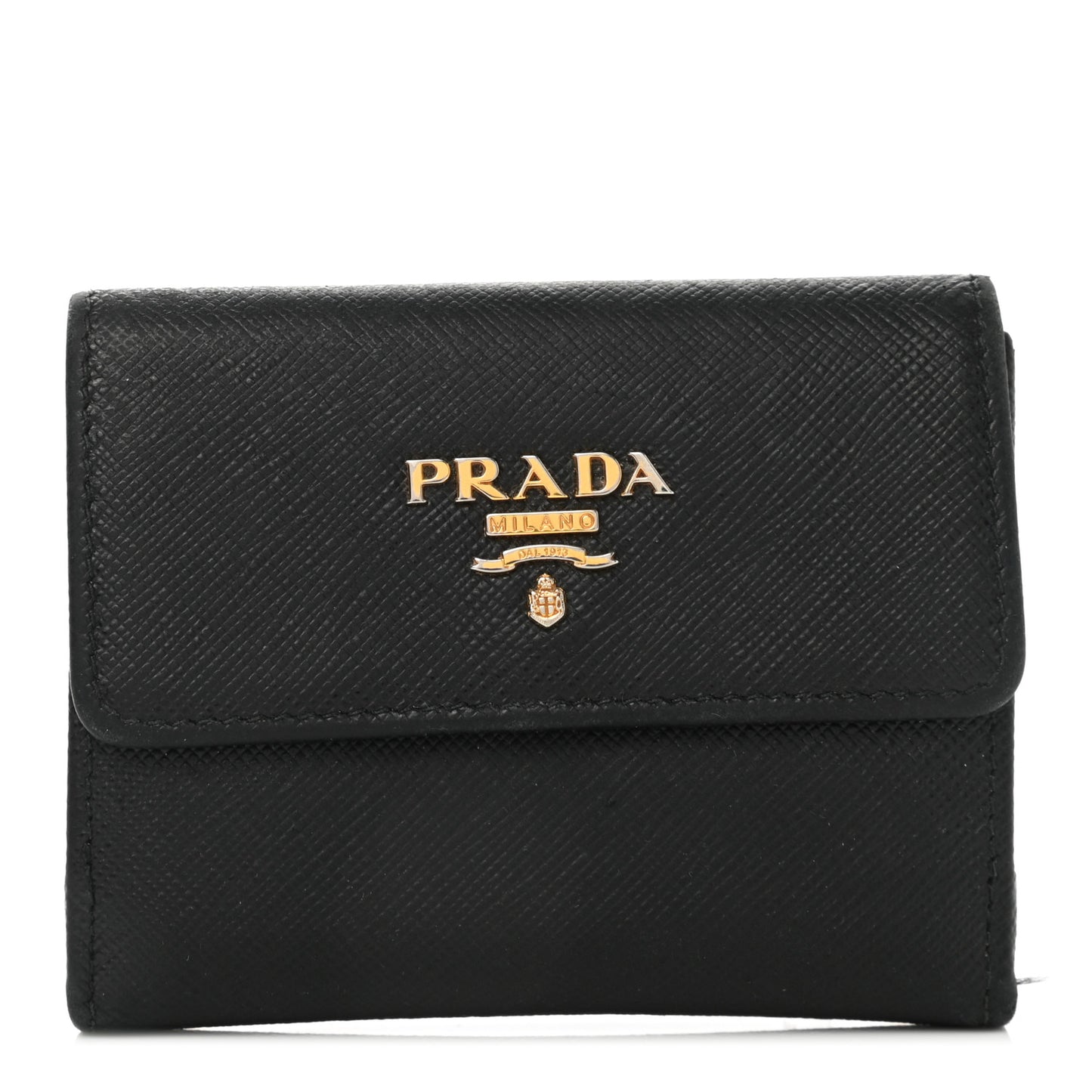 Saffiano Metal Tri-Fold Wallet Black