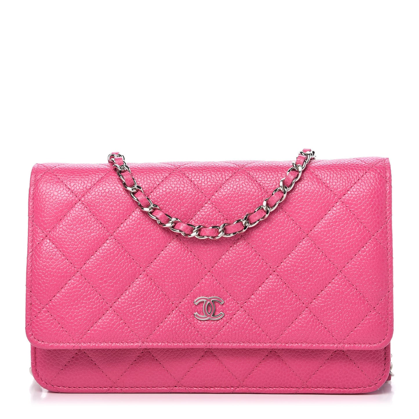 Caviar Quilted Wallet on Chain WOC Pink