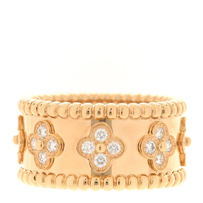 Van Cleef & Arpels 18K Yellow Gold Diamond Medium Perlee Clovers Ring 54 7 3 of 5