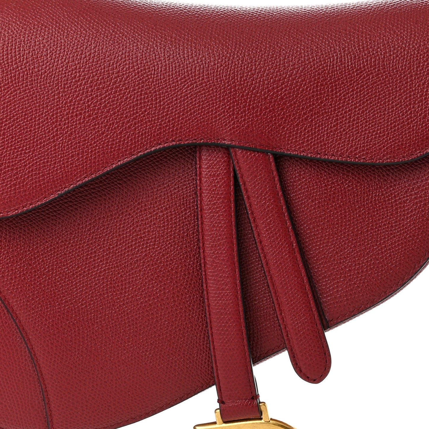 Grained Calfskin Saddle Bag Red
