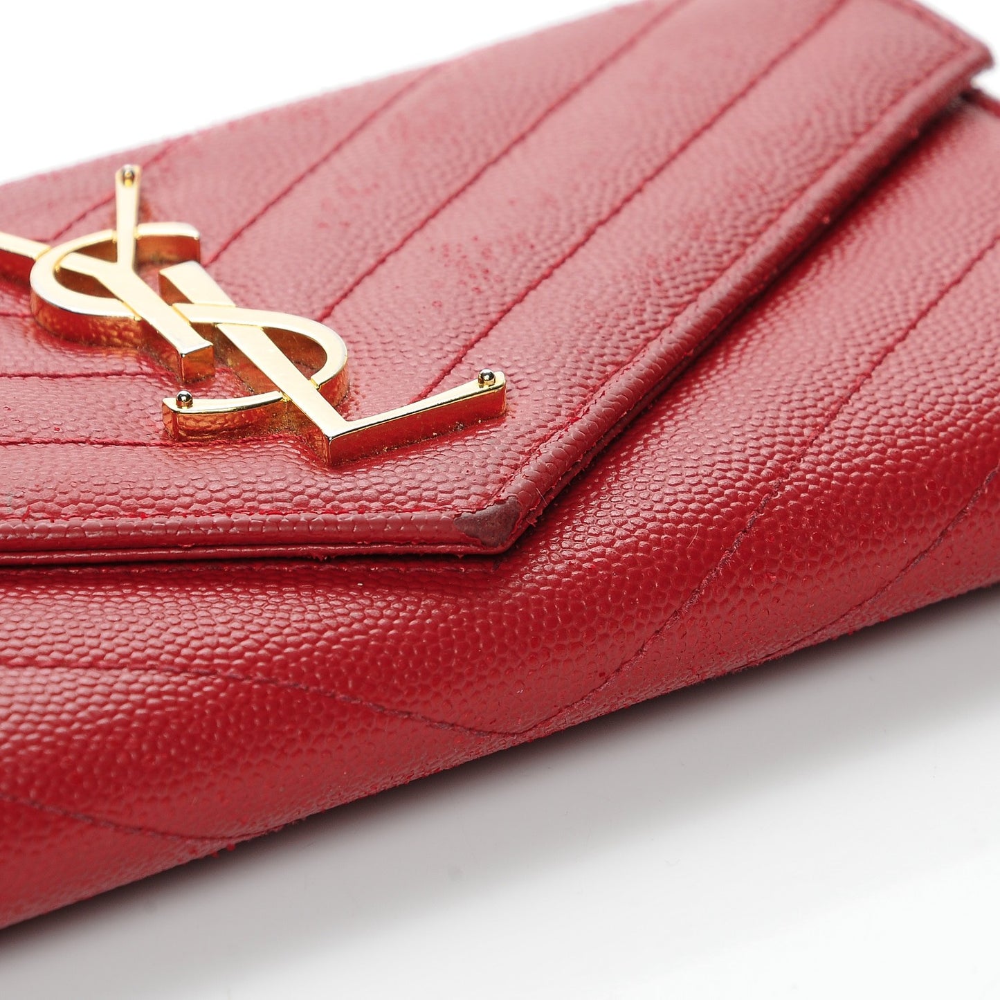Grain De Poudre Matelasse Chevron Monogram Wallet Lipstick Red