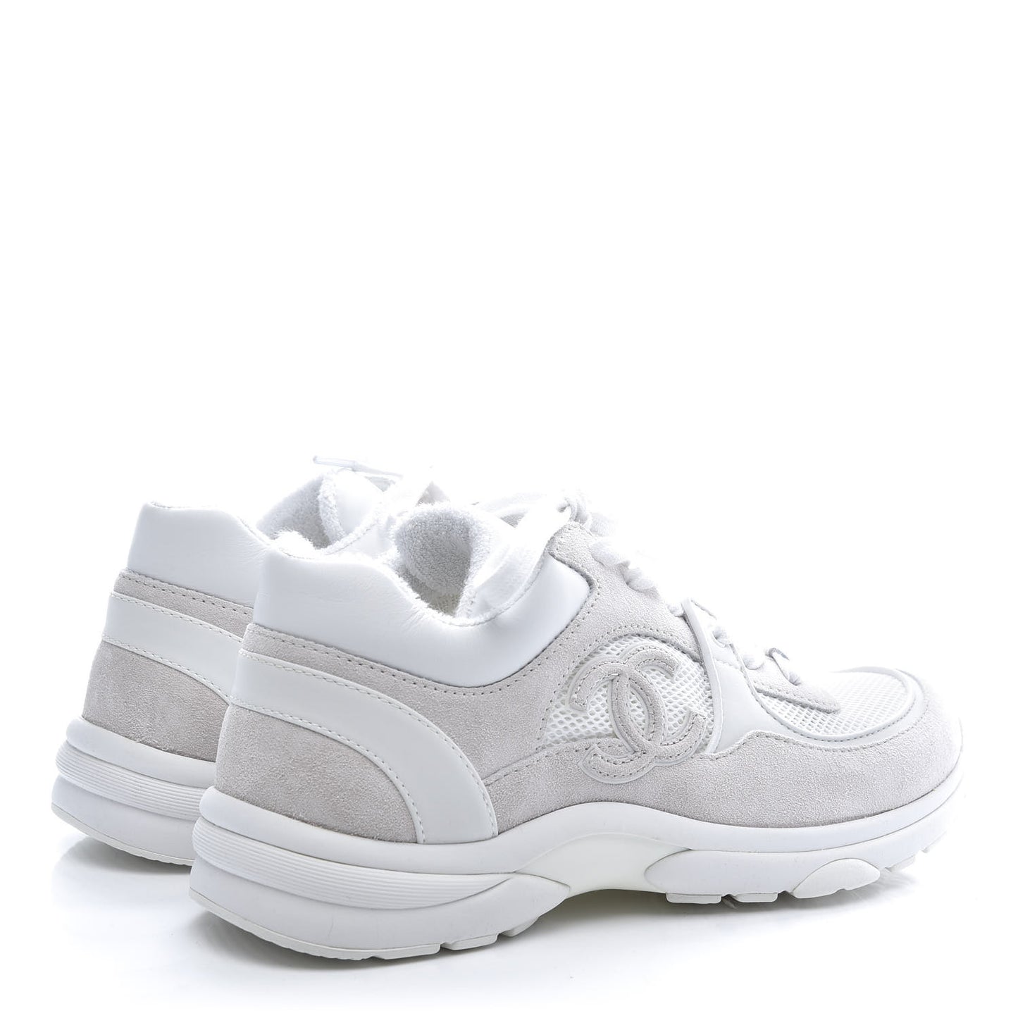 Suede Calfskin Fabric CC Sneakers 39 White