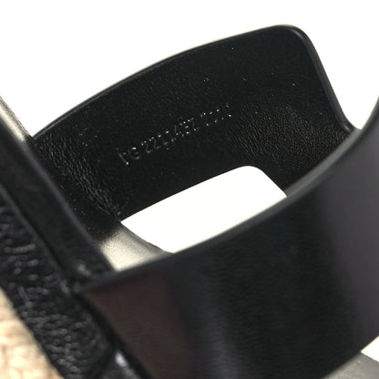 Hermes Goatskin Doll 60 Espadrille Wedge Sandals 39 Black 5 of 9