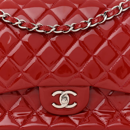Chanel Patent Quilted Jumbo Double Flap Red 8 of 11
