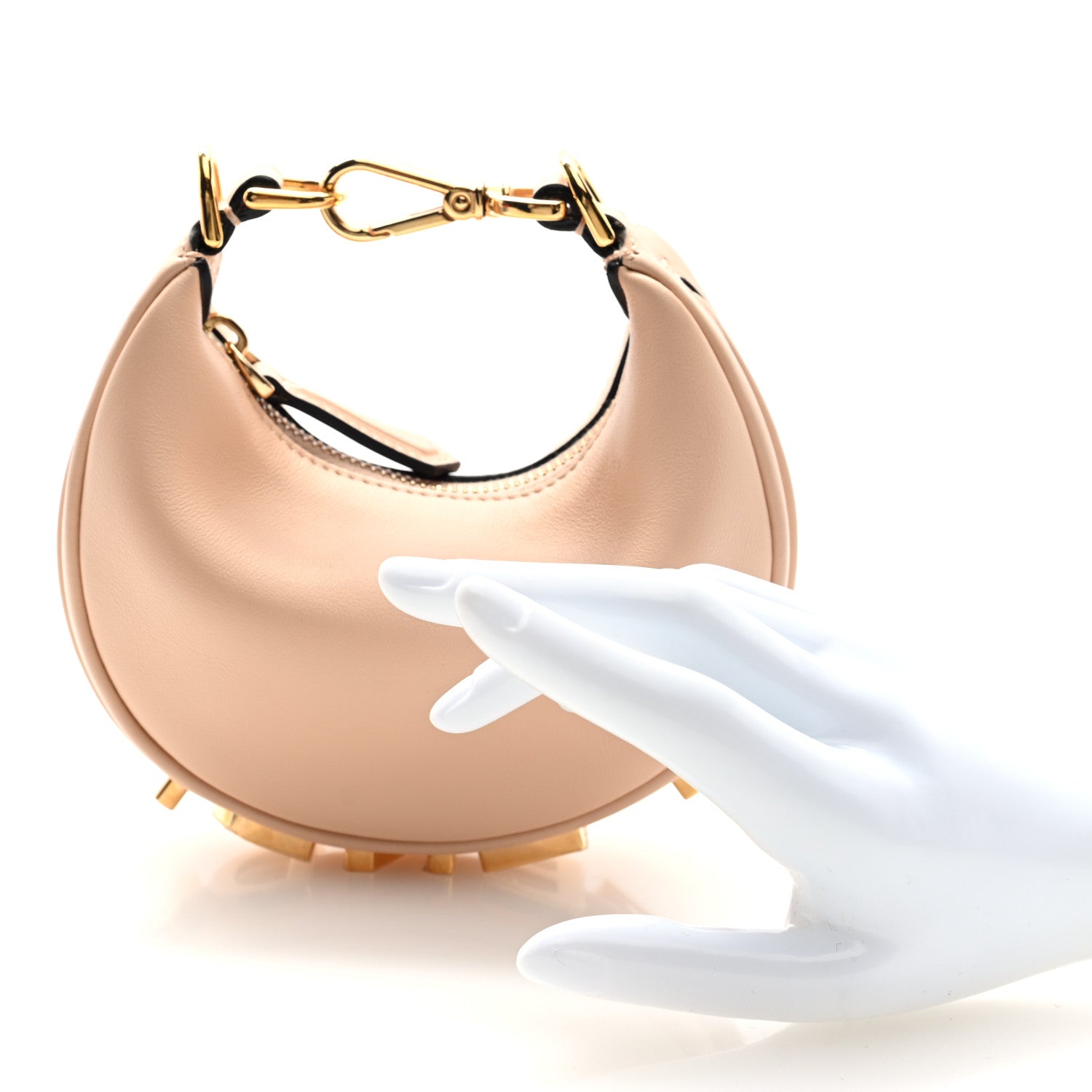 Fendi Vitello Grace Matte Nano Fendigraphy Hobo Charm Light Rose