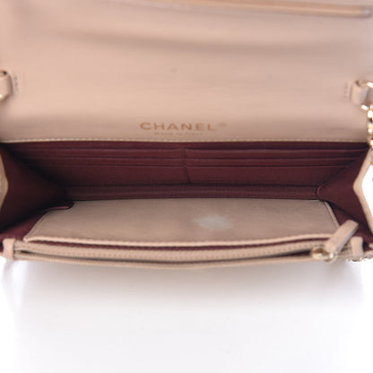 Chanel Patent Quilted Golden Class Wallet on Chain WOC Light Beige 5 of 12