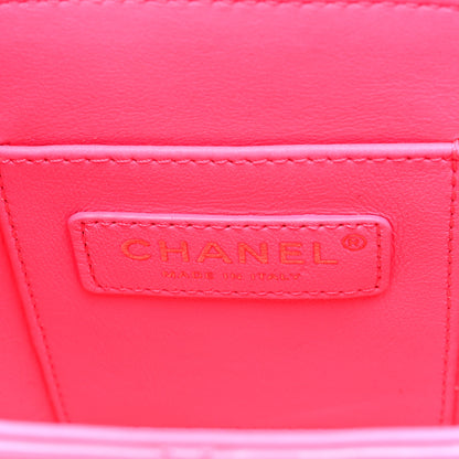 Chanel Patent Quilted CC Vani-Tea Case With Chain Neon Pink 6 of 10