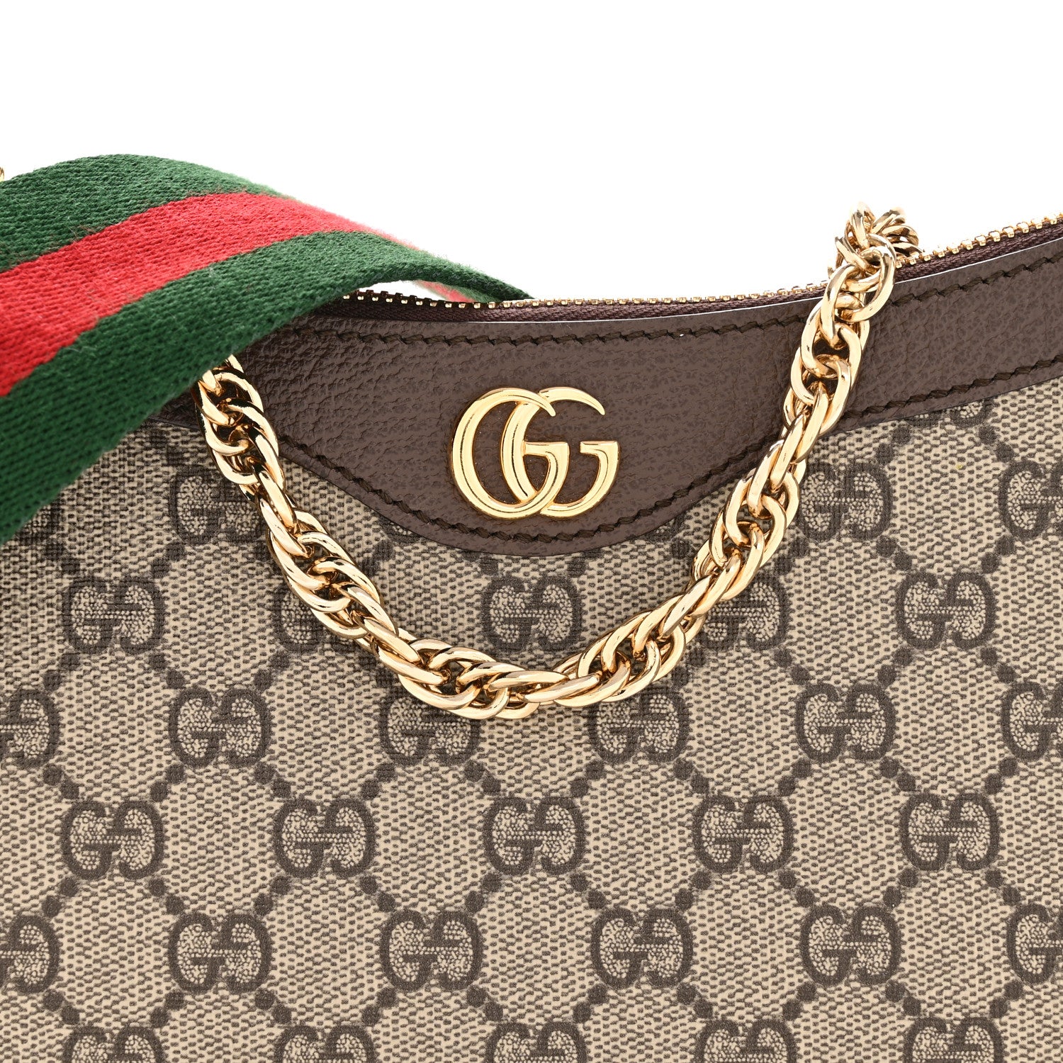 Gucci GG Supreme Monogram Textured Dollar Calfskin Web Small Ophidia GG Handbag Beige Ebony New Acero 8 of 11