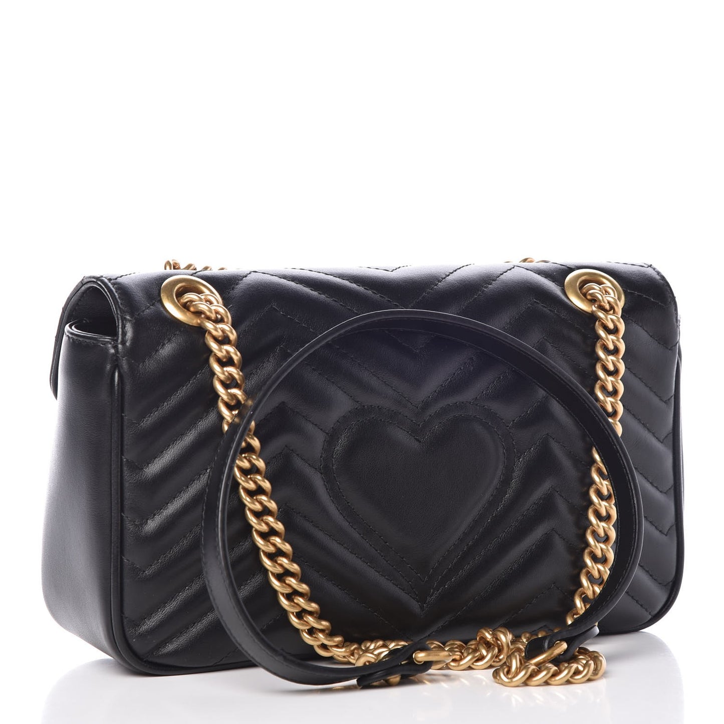 Calfskin Matelasse Small GG Marmont Shoulder Bag Black