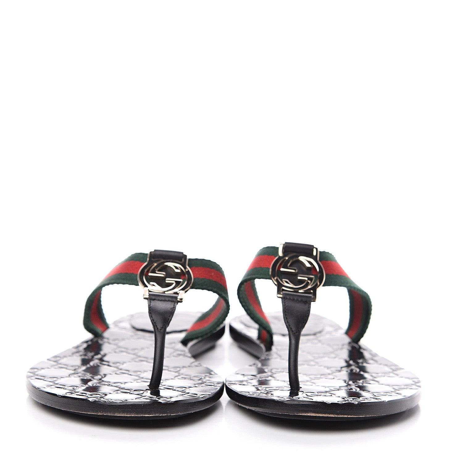 Gucci Nylon Guccissima Web Womens Thong Sandals 39 Green Red Black 2 of 10