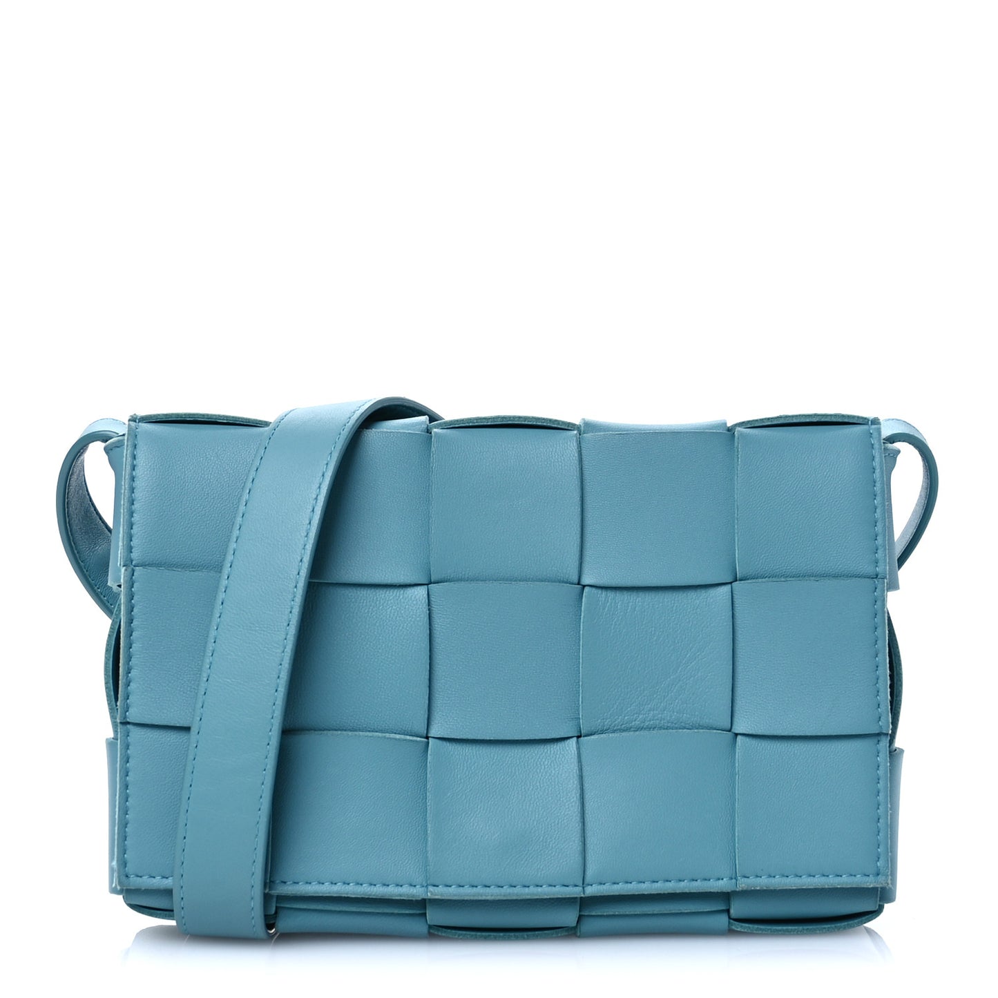 Lambskin Maxi Intrecciato Small Cassette Crossbody Bag Mermaid
