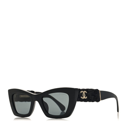 Chanel Acetate Tweed CC Cat Eye Sunglasses 71550A Black 1 of 7