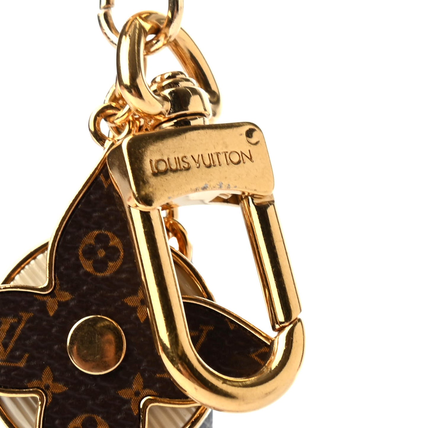 Metal Monogram Epi Spring Street Bag Charm Key Holder Gold
