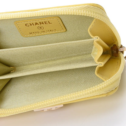 Chanel Lambskin Quilted Boy Zip Around Coin Purse Wallet Yellow 5 of 13