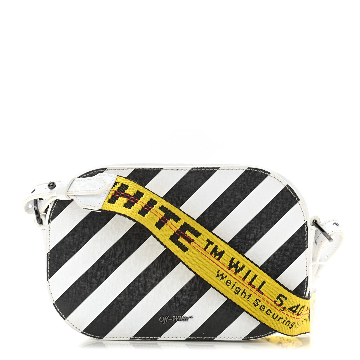 Saffiano Striped Diag Camera Bag Black White