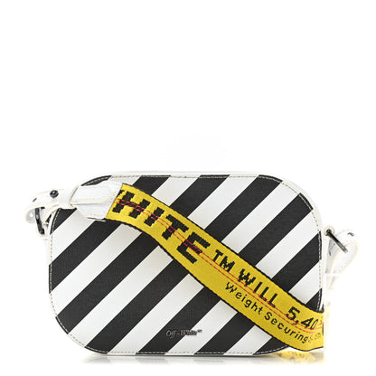 Off-White Saffiano Striped Diag Camera Bag Black White 1 of 10