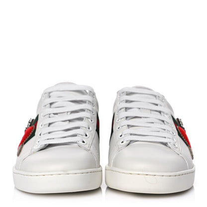 Gucci Calfskin Ayers Web Pierced Heart Embroidered New Ace Sneakers 37 White 2 of 8