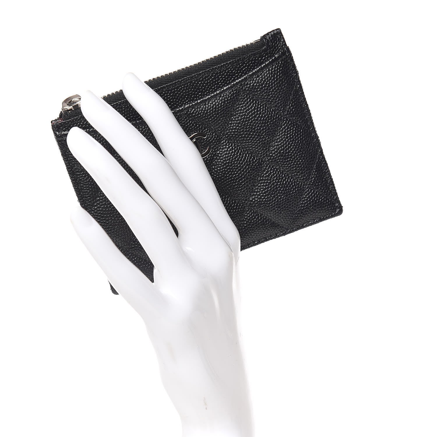 Chanel Caviar Quilted CC Zip Card Holder Black 2 of 8