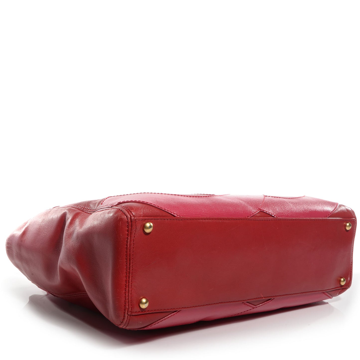 Lambskin CC Stitched Large Tote Red Pink