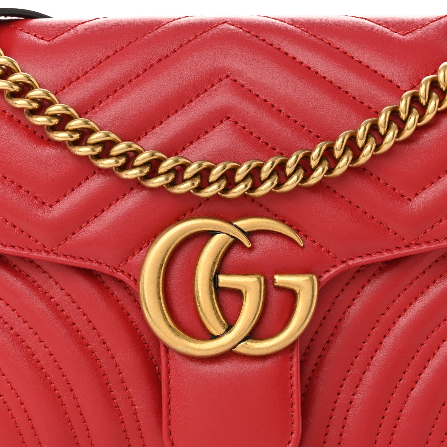 Gucci Calfskin Matelasse Small GG Marmont Shoulder Bag Hibiscus Red 8 of 10