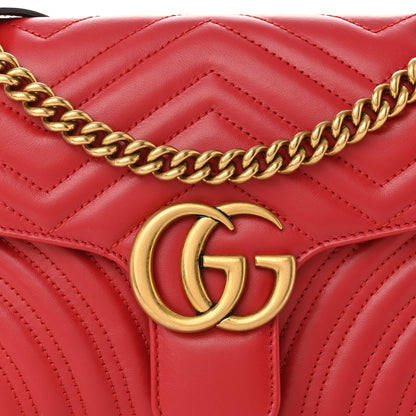 Gucci Calfskin Matelasse Small GG Marmont Shoulder Bag Hibiscus Red 8 of 10