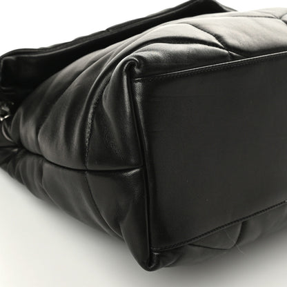 Saint Laurent Lambskin Quilted Medium Loulou Puffer Monogram Chain Satchel Black 8 of 9