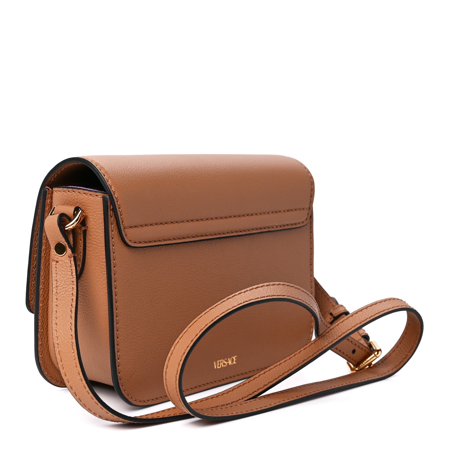 Versace Grained Calfskin La Medusa Flap Shoulder Bag Brown 3 of 12
