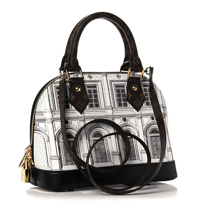Louis Vuitton X FORNASETTI Calfskin Architettura Alma BB Black White 3 of 10